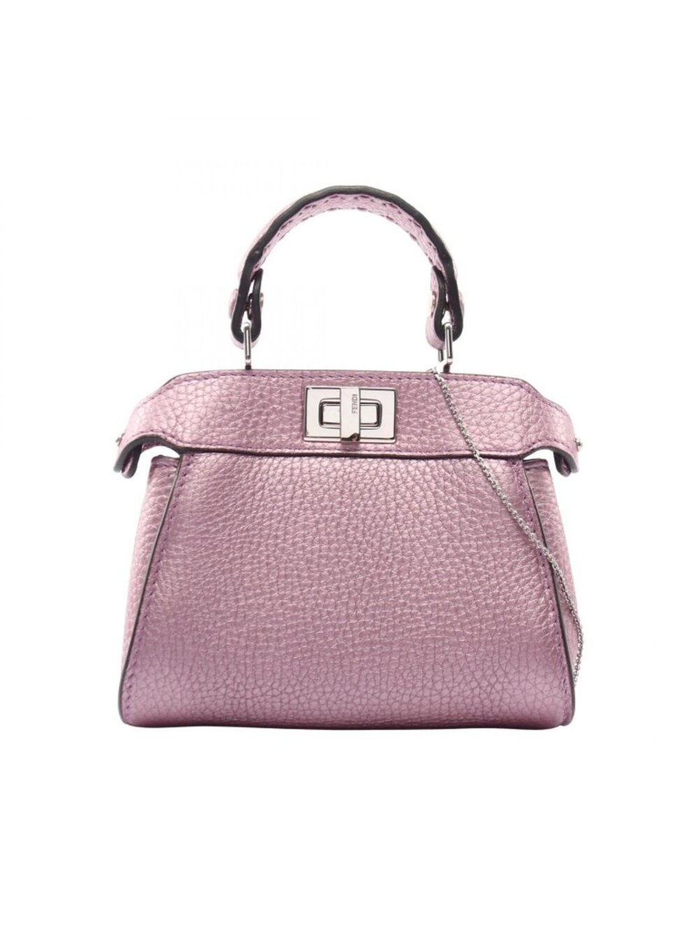 Fendi Handbag Peekaboo Nano Pink Purple Leather